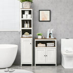 Antique White Freestanding Bathroom Storage Tower Cabinet, 3 Open Shelves
