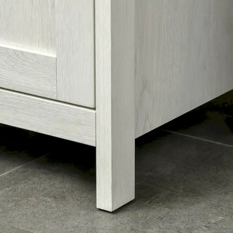 Antique White Freestanding Bathroom Storage Tower Cabinet, 3 Open Shelves