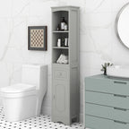 Tall Freestanding Bathroom Storage Cabinet with Drawer & Shelves, White/Green/Grey/Black