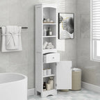 Tall Freestanding Bathroom Storage Cabinet with Drawer & Shelves, White/Green/Grey/Black