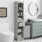 Tall Freestanding Bathroom Storage Cabinet with Drawer & Shelves, White/Green/Grey/Black