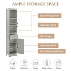 Tall Freestanding Bathroom Storage Cabinet with Drawer & Shelves, White/Green/Grey/Black