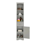 Tall Freestanding Bathroom Storage Cabinet with Drawer & Shelves, White/Green/Grey/Black