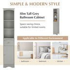 Tall Freestanding Bathroom Storage Cabinet with Drawer & Shelves, White/Green/Grey/Black