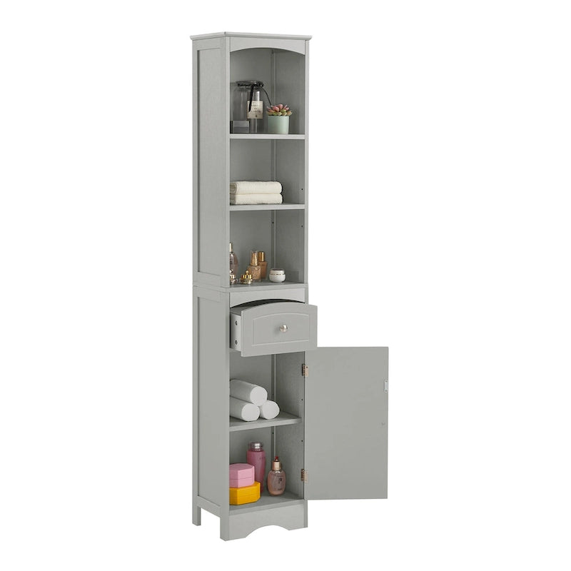 Tall Freestanding Bathroom Storage Cabinet with Drawer & Shelves, White/Green/Grey/Black