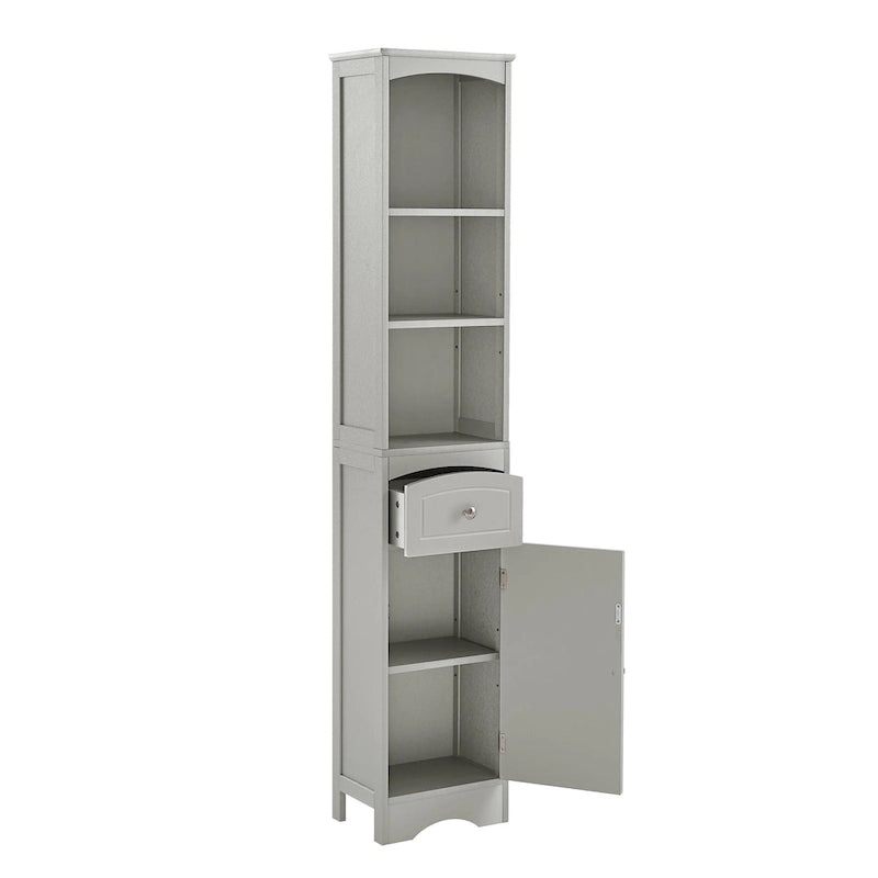 Tall Freestanding Bathroom Storage Cabinet with Drawer & Shelves, White/Green/Grey/Black