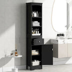 Tall Freestanding Bathroom Storage Cabinet with Drawer & Shelves, White/Green/Grey/Black