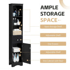 Tall Freestanding Bathroom Storage Cabinet with Drawer & Shelves, White/Green/Grey/Black