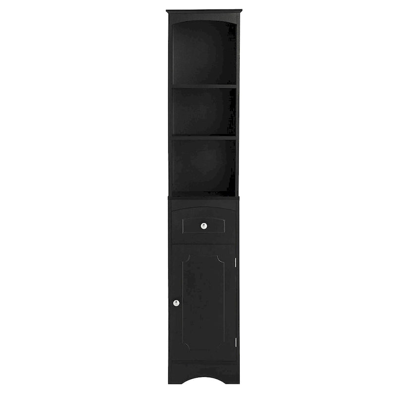 Tall Freestanding Bathroom Storage Cabinet with Drawer & Shelves, White/Green/Grey/Black