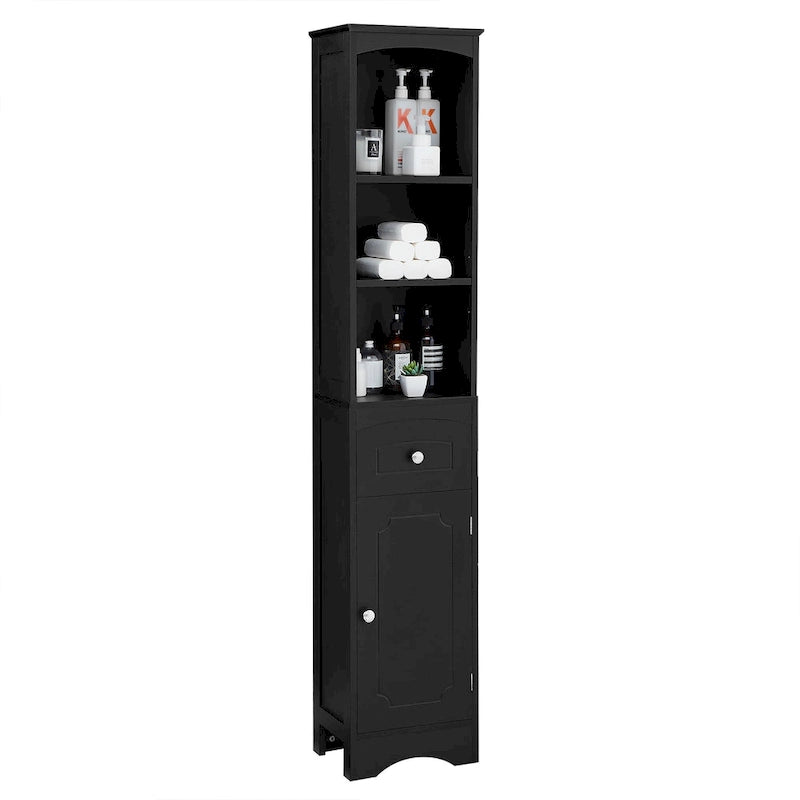 Tall Freestanding Bathroom Storage Cabinet with Drawer & Shelves, White/Green/Grey/Black