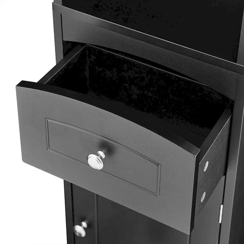 Tall Freestanding Bathroom Storage Cabinet with Drawer & Shelves, White/Green/Grey/Black