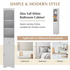 Tall Freestanding Bathroom Storage Cabinet with Drawer & Shelves, White/Green/Grey/Black
