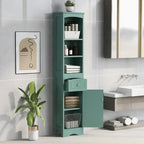 Tall Freestanding Bathroom Storage Cabinet with Drawer & Shelves, White/Green/Grey/Black