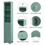 Tall Freestanding Bathroom Storage Cabinet with Drawer & Shelves, White/Green/Grey/Black