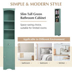 Tall Freestanding Bathroom Storage Cabinet with Drawer & Shelves, White/Green/Grey/Black