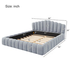 Beige Velvet Queen Bed Frame with Shell-Shaped Headboard, For 2, No Box Spring Needed