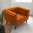 Velvet Tufted Accent Armchair – Mid-Century Style, Single Seat