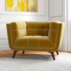 Velvet Tufted Accent Armchair – Mid-Century Style, Single Seat
