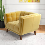 Velvet Tufted Accent Armchair – Mid-Century Style, Single Seat