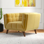 Velvet Tufted Accent Armchair – Mid-Century Style, Single Seat