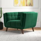 Velvet Tufted Accent Armchair – Mid-Century Style, Single Seat