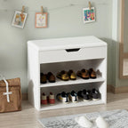24W Shoe Storage Bench W/Sponge Cushion Living Room Seating Shoe Cabinet