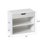 Brown/White Shoe Storage Bench with Cushion, Seats 1-2