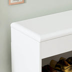 Brown/White Shoe Storage Bench with Cushion, Seats 1-2
