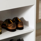 Brown/White Shoe Storage Bench with Cushion, Seats 1-2