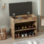 Brown/White Shoe Storage Bench with Cushion, Seats 1-2