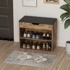 Brown/White Shoe Storage Bench with Cushion, Seats 1-2