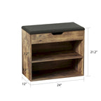 Brown/White Shoe Storage Bench with Cushion, Seats 1-2