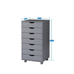 7-Drawer Mobile Storage Cabinet with Wheels – Black / Grey / White