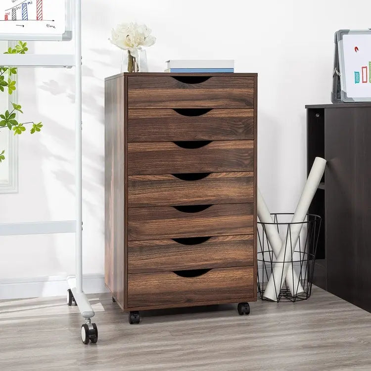 7-Drawer Mobile Storage Cabinet with Wheels – Black / Grey / White