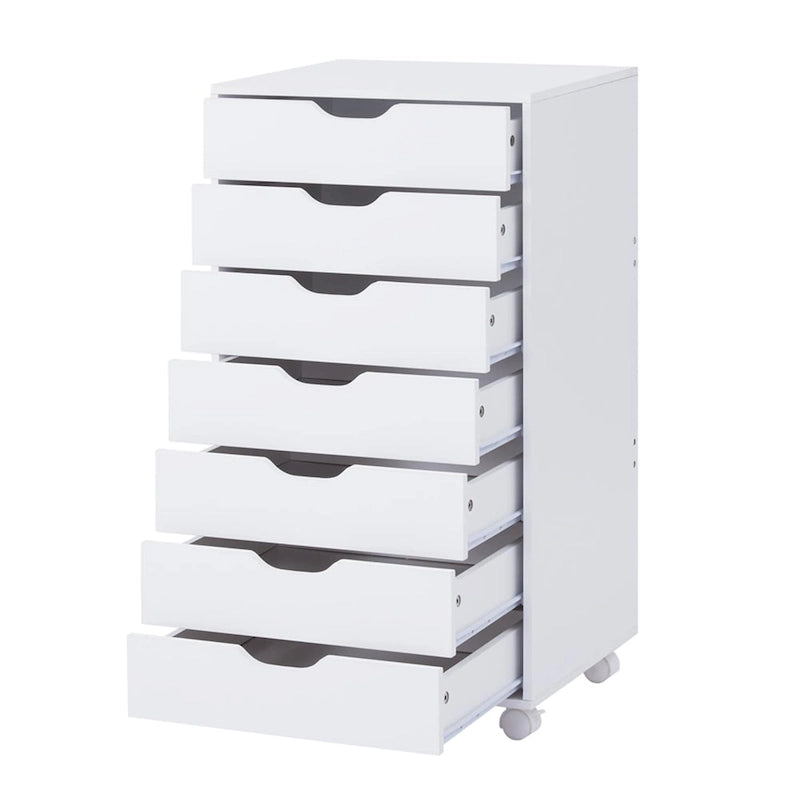 7-Drawer Mobile Storage Cabinet with Wheels – Black / Grey / White