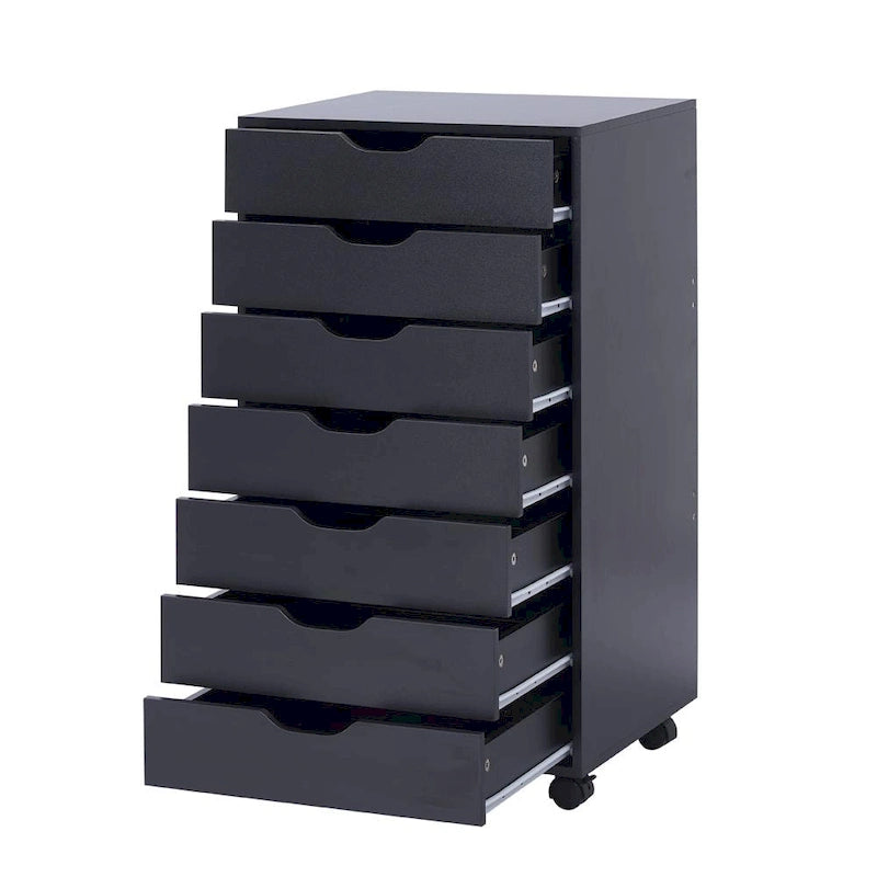 7-Drawer Mobile Storage Cabinet with Wheels – Black / Grey / White