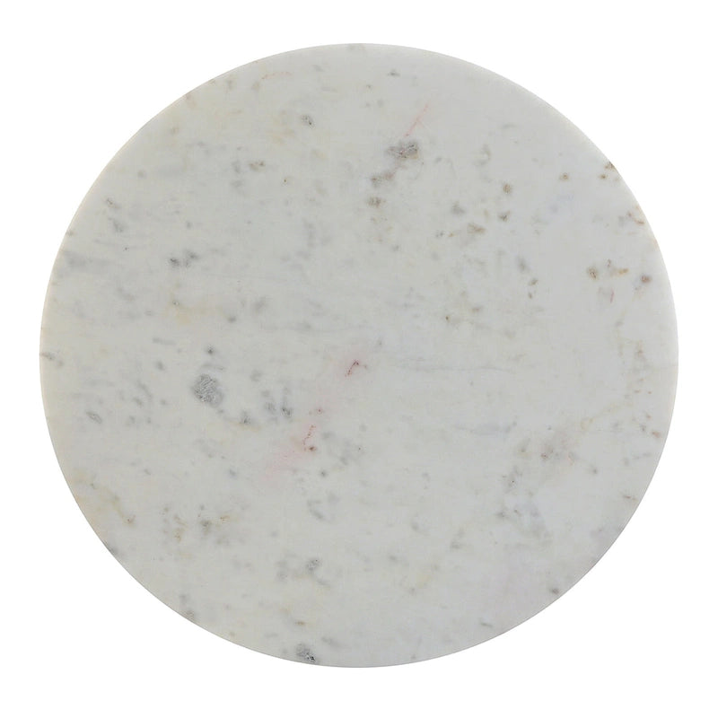 White Marble Top Round Coffee Table with Black Metal X-Base Frame