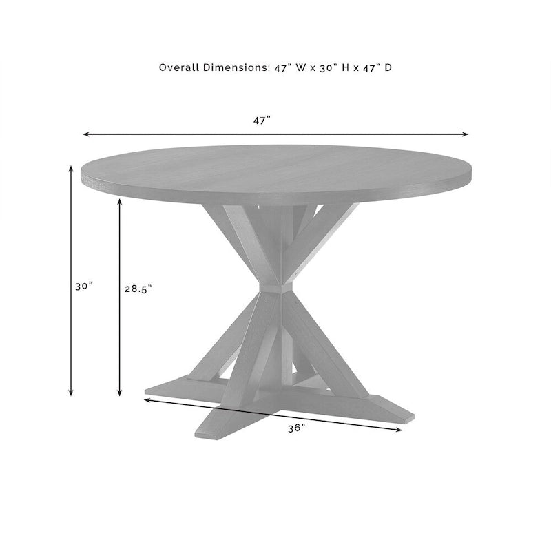 Beige/Grey Round Dining Set, Slate Pedestal Table + 4 Chairs, Seats 4