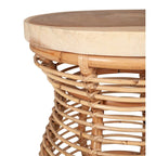 Grey & Natural Rattan Cage Round Side Table, Boho Style