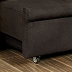 Dark Brown Fabric Tufted Futon Sofa with Storage, Seats 3