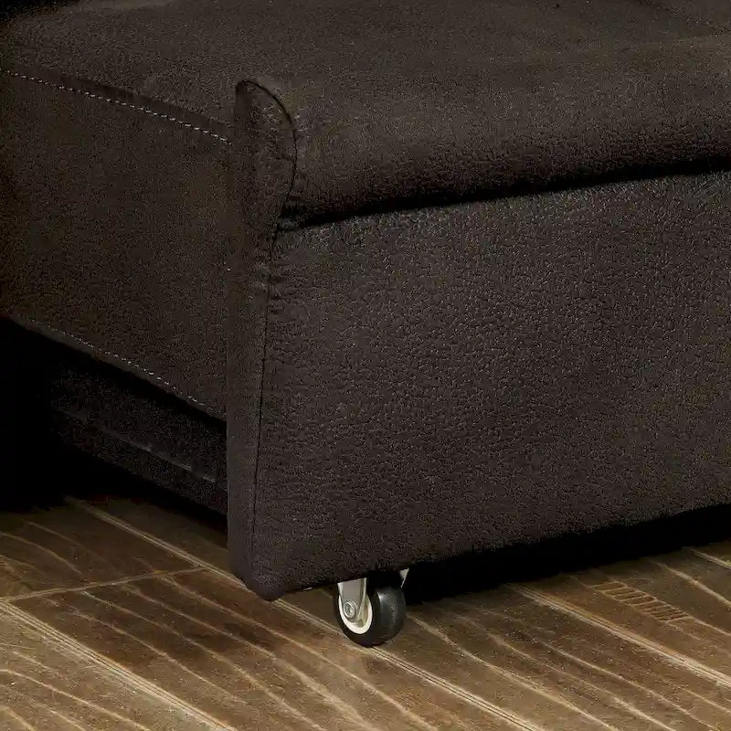 Dark Brown Fabric Tufted Futon Sofa with Storage, Seats 3