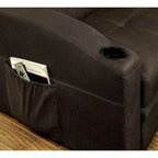 Dark Brown Fabric Tufted Futon Sofa with Storage, Seats 3