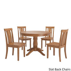 Oak Finish Round Pedestal Dining Table Set, 5-Piece, Seats 4 – Window / Slat / Mission / Ladder Back