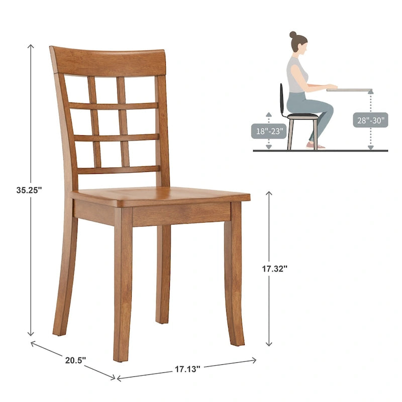 Oak Finish Round Pedestal Dining Table Set, 5-Piece, Seats 4 – Window / Slat / Mission / Ladder Back