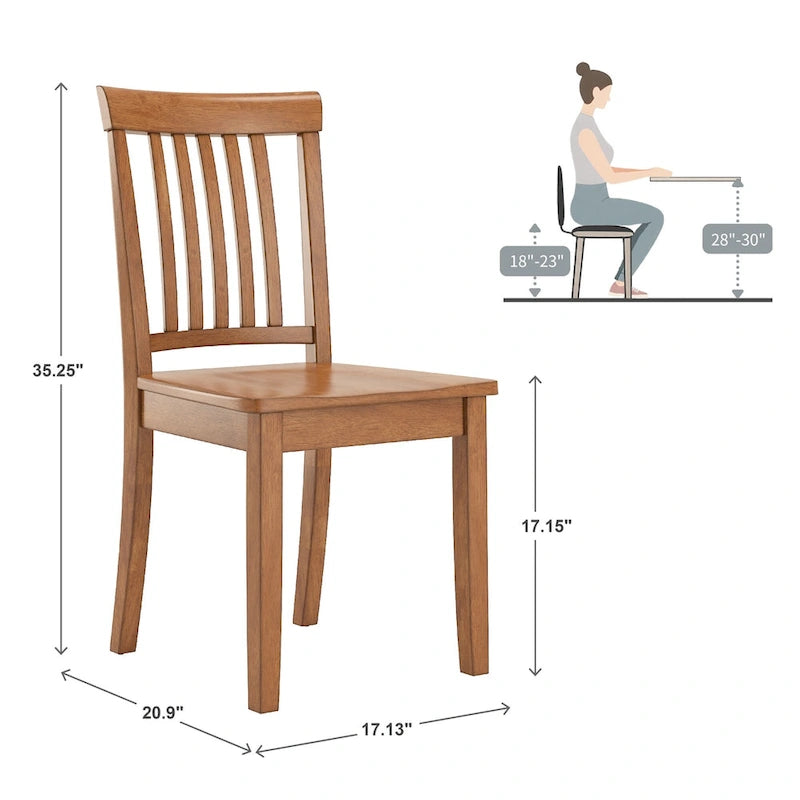 Oak Finish Round Pedestal Dining Table Set, 5-Piece, Seats 4 – Window / Slat / Mission / Ladder Back