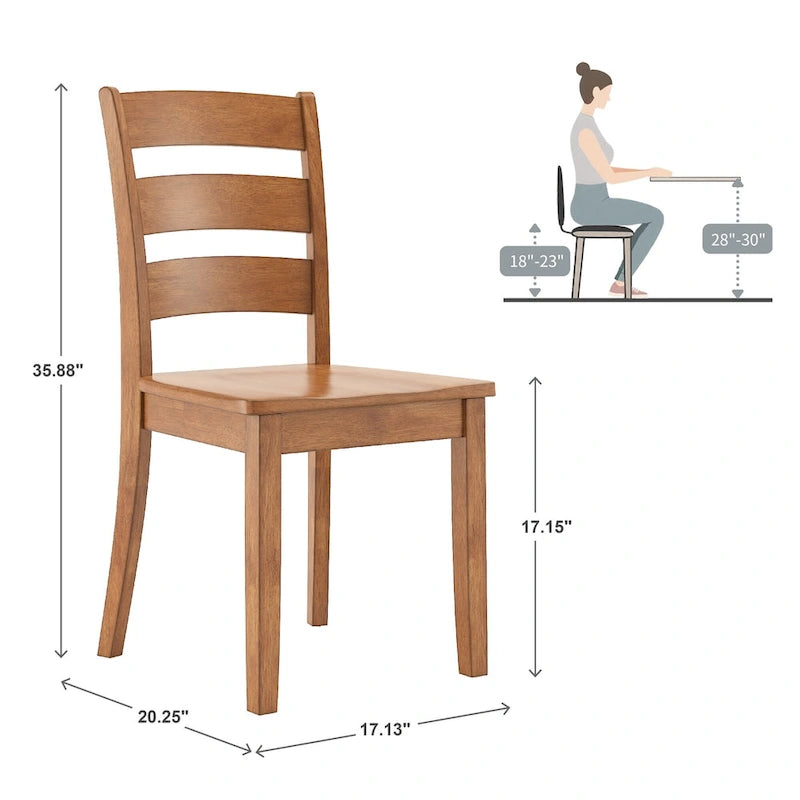 Oak Finish Round Pedestal Dining Table Set, 5-Piece, Seats 4 – Window / Slat / Mission / Ladder Back