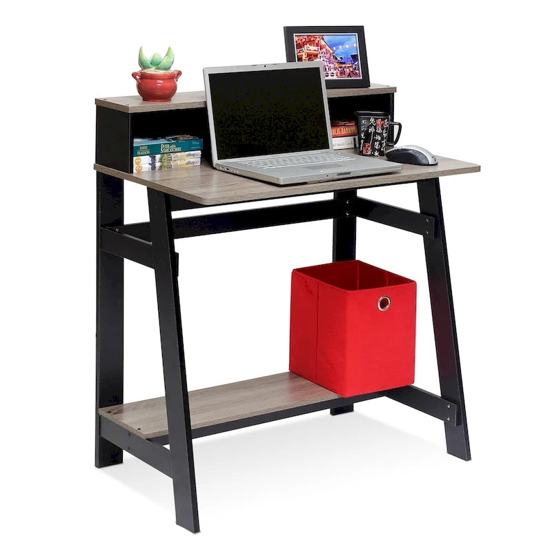 Black / Espresso / Dark Walnut A-Frame Computer Desk, Single
