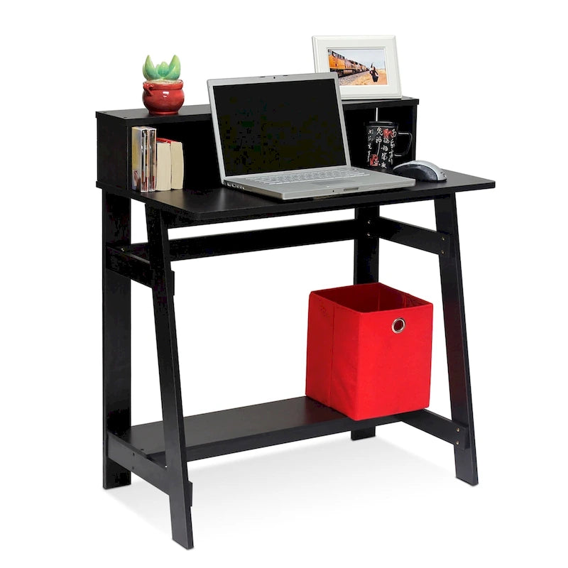 Black / Espresso / Dark Walnut A-Frame Computer Desk, Single