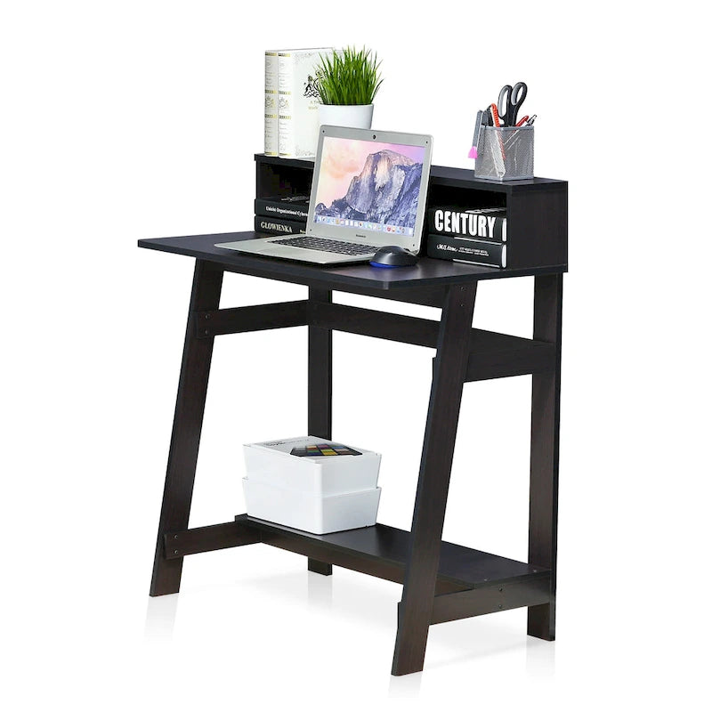 Black / Espresso / Dark Walnut A-Frame Computer Desk, Single