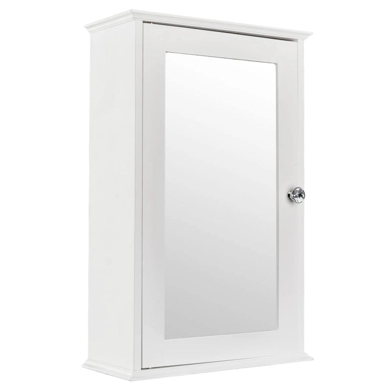 White Single-Door Wall-Mounted Mirror Cabinet, 1-Person